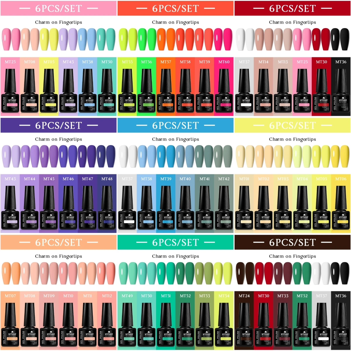 6Pcs/Set Autumn Series Nail Gel Polish Gel Wine Red Colorful Semi Permanent Need Top Coat Soak off Gel Nail Gel Art Varnish Kit