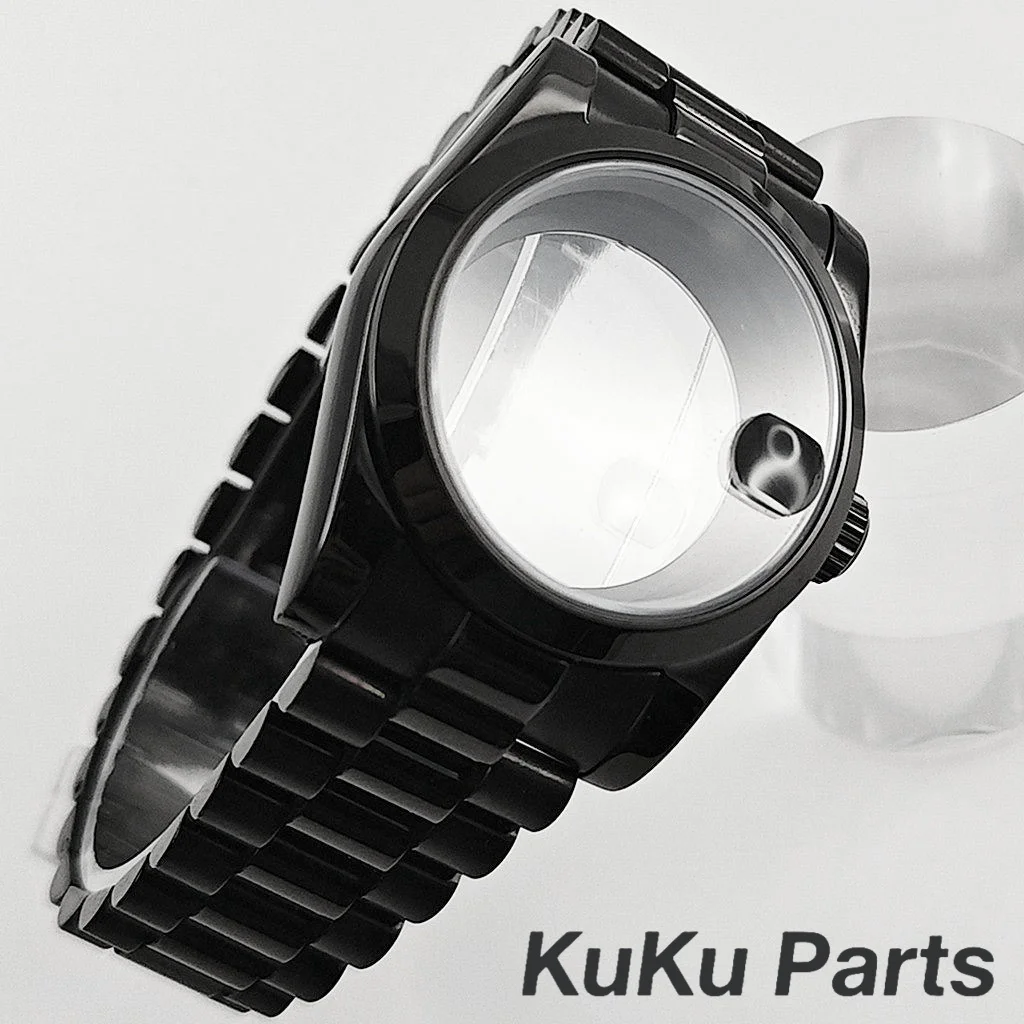 NH35 PVD الأسود 36 مللي متر/40 مللي متر الرئاسية سوار الياقوت ساعة كريستال الحال بالنسبة NH34 NH35 NH36 NH38 NH70 PT5000 ETA2824 حركة