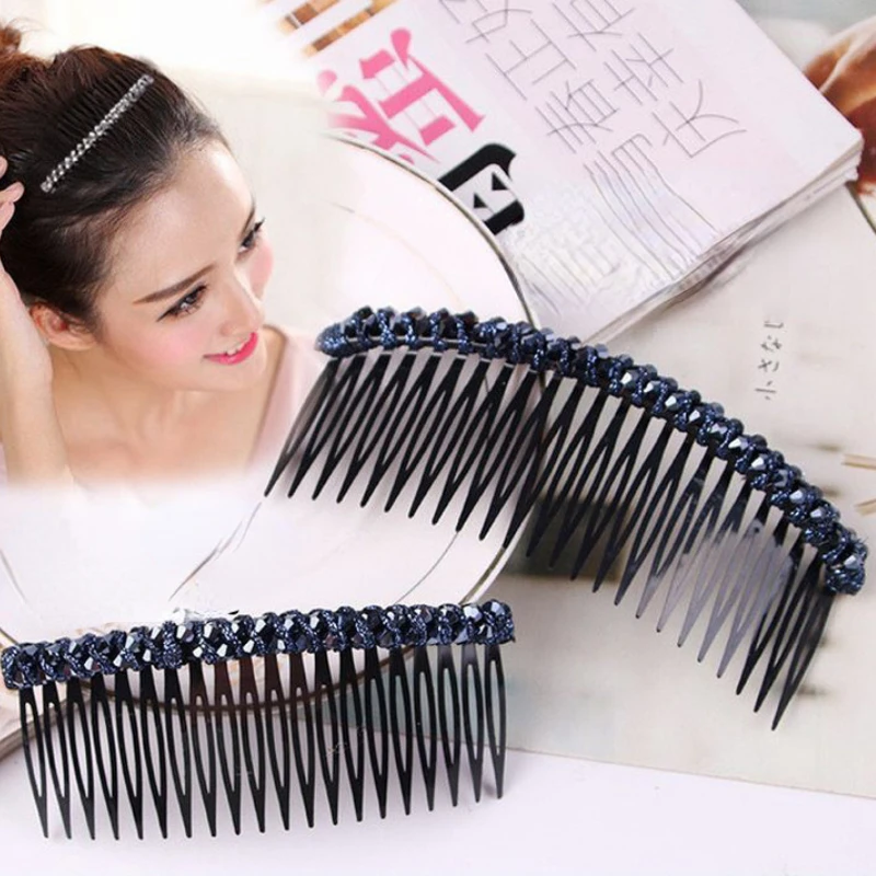 

Crystal Broken Hair Fixed Clips Organizer Insert Combs Clips Back Head Korean Hair Accessories Women Hair Clip Bangs Comb Black