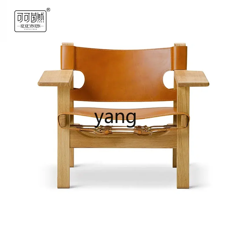 

Yhl Generation Simple Solid Wood Chair Italian Style Light Luxury Saddle Leather Backrest Couch Hotel Contact