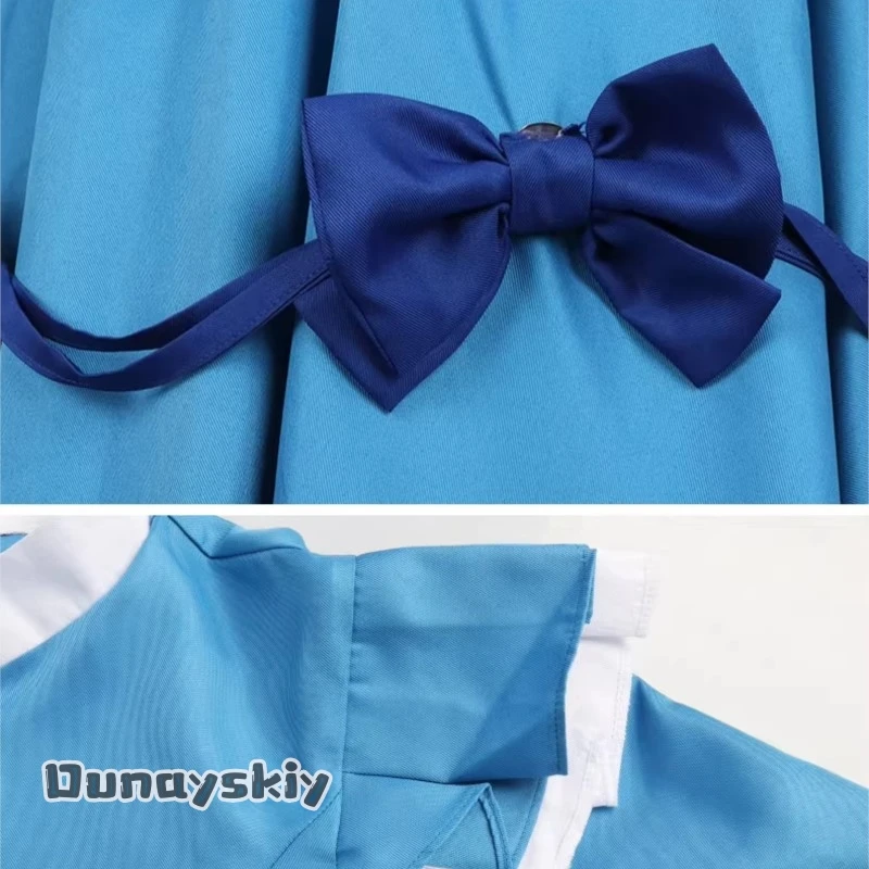 Hemera*/Poppy Game Cosplay Costume Dress Game Poppy Cos Playtime Red Hair Girl Women Blue Maid Dress Lolita Halloween Dress view 5