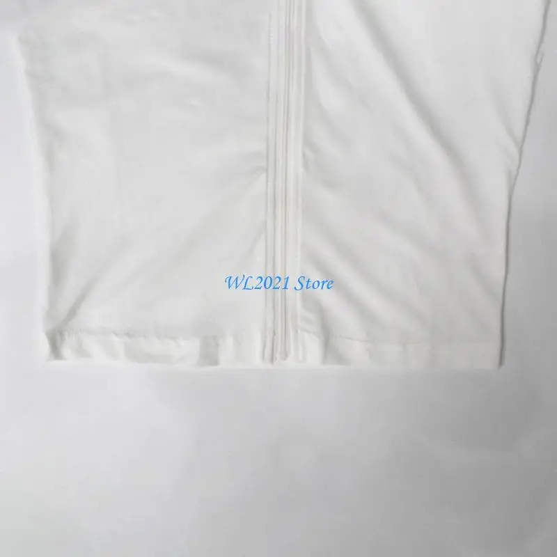 

G5GC Womens Mock Neck Long Sleeve Cardigan Solid Color Zip Up V Neck Crop Top Casual Bodycon Basic White Navel T-Shirt