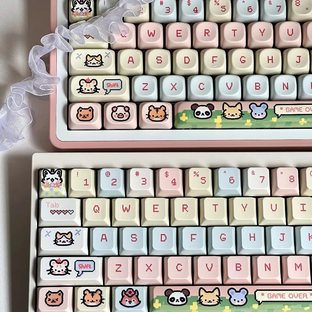 

114 Keys Pixel Paradise Keycaps Game Cute MOA Highly Sublimated High-value Gifts Custom Mechanical Keyboard Keycaps