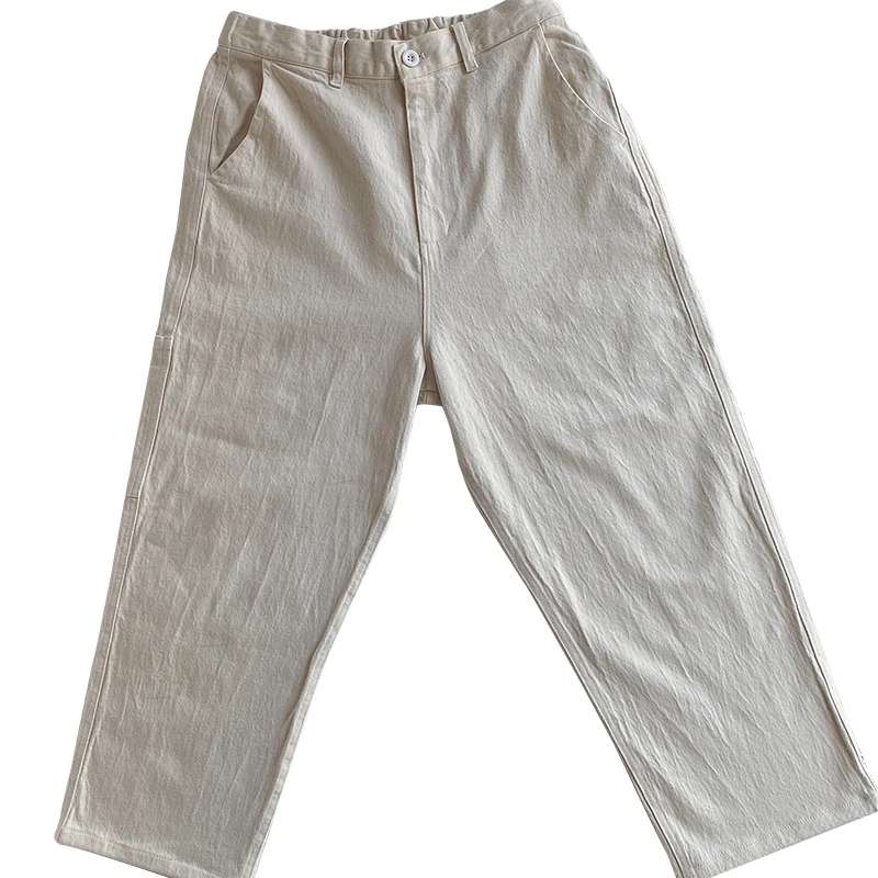 

High Waist Women's Workwear Pants Elastic Waist Simple Stitching Loose Fit High Waist Versatile Jeans Sle Casual Trousers