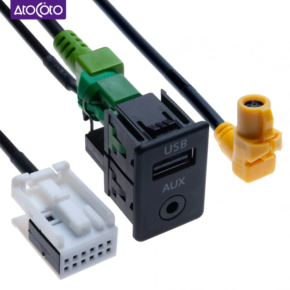 Автомобильный USB AUX-переключатель, 4 12-контактный соединительный кабель, жгут проводов для VW Jetta MK5 MK6 Golf Passat Polo Touran RCD510 RNS510 RNS315