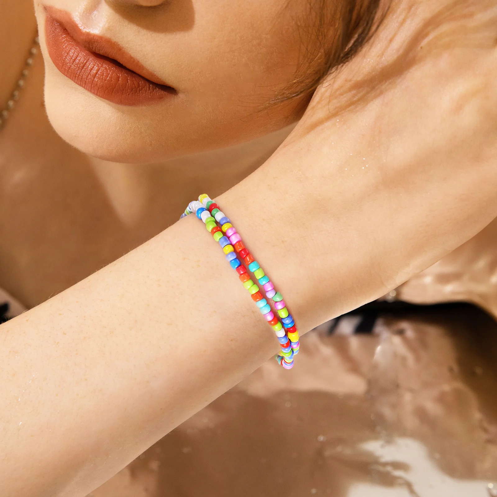 

1pc Colorful Bead Necklace Women Clavicle Chain Girls Jewelry Collar Creative Pearl Necklaces for Party Wedding Anniversary