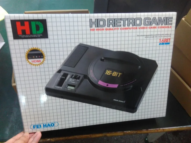 وحدة تحكم ألعاب فيديو جديدة 16 بت لـ SEGA MEGA DRIVE 1 Genesis عالية الوضوح HDMI TV Out مع خرطوشة تحكم لاسلكية 2.4G