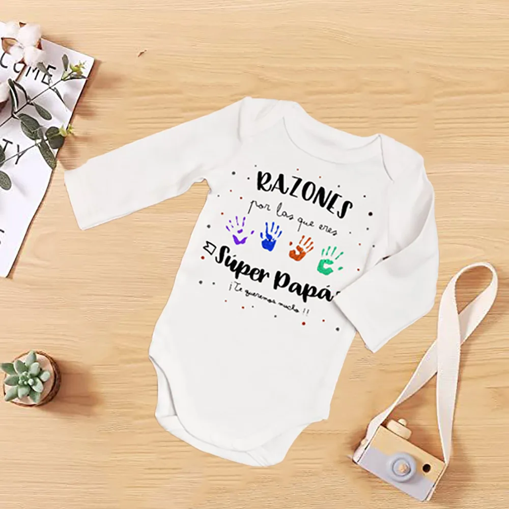 

You're A Super Dad Print Baby Romper Father's Day Infant Bodysuits Long Sleeve Warm Rompers Fathers Day Babys Clothing