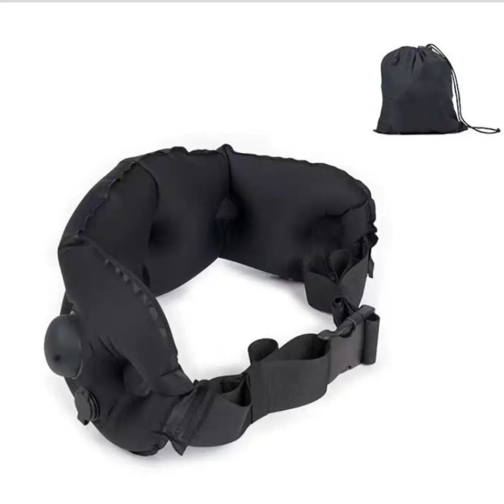 Portable Inflatable Lumbar Pillow Press Self-Inflation Comfortable Lumbar Support Cushion with Storage Bag Breathable
