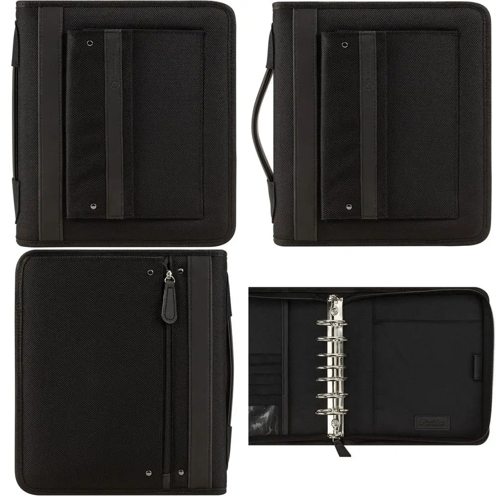

Nylon Zipper-Bound Organizer with Handles - Classic Black Planner