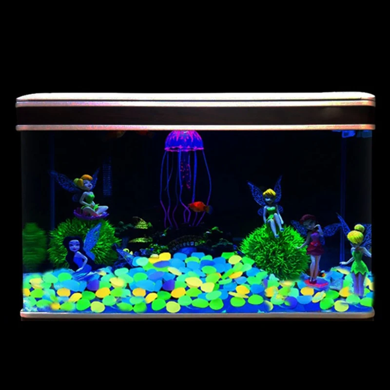 100Pcs/Bag Mixed Color Outdoor Luminous Stones Glow In Dark Garden Pebbles Fish Tank Decoration Pebble Rocks Aquarium Decor