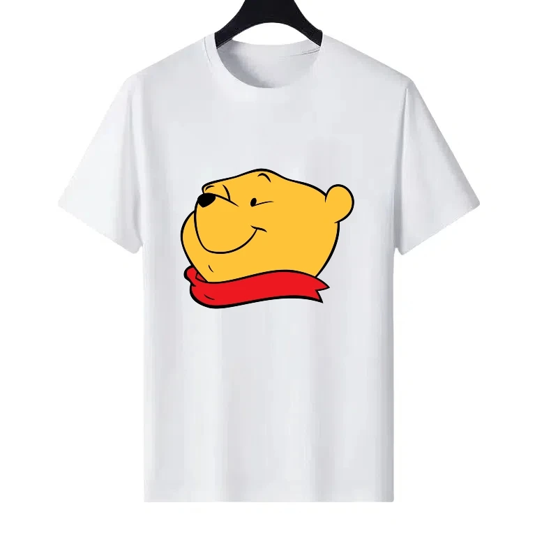 

Disney Pooh Bear Pattern Woman Round Neck Casual Parent-child Clothing Tops Ladies Cheap Short Sleeves T-Shirt Men Sweatshirts