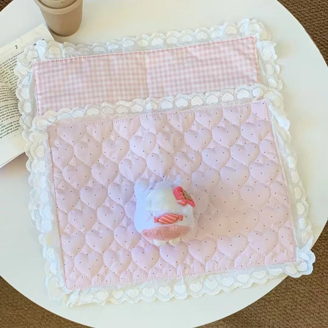 Ins-Stil Koreanische Tischsets aus reiner Baumwolle, isolierte Tischdecke, Requisiten für Fotoshootings, dekorative Untersetzer, französische Tischdecke mit Spitze, süßes Geschenk – Detail 9