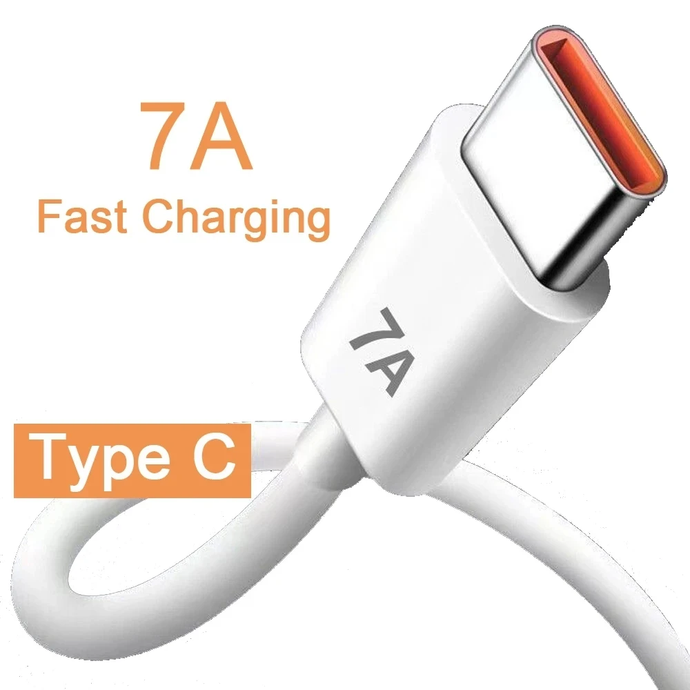 100W 7A USB C Fast Charging Cable for Huawei Mate 40 30 Xiaomi Redmi Samsung Poco F5 Quick Charge Type C Charge Data Cord