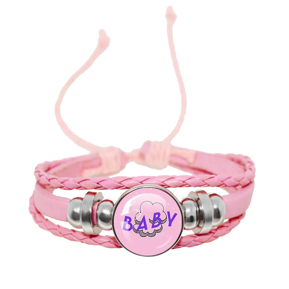 Melanie Martinez Crybaby Pink Leather Bracelet Glass Cabochon Pop Music Album Cover Pattern Leather Bracelet Fans Gift Jewelry