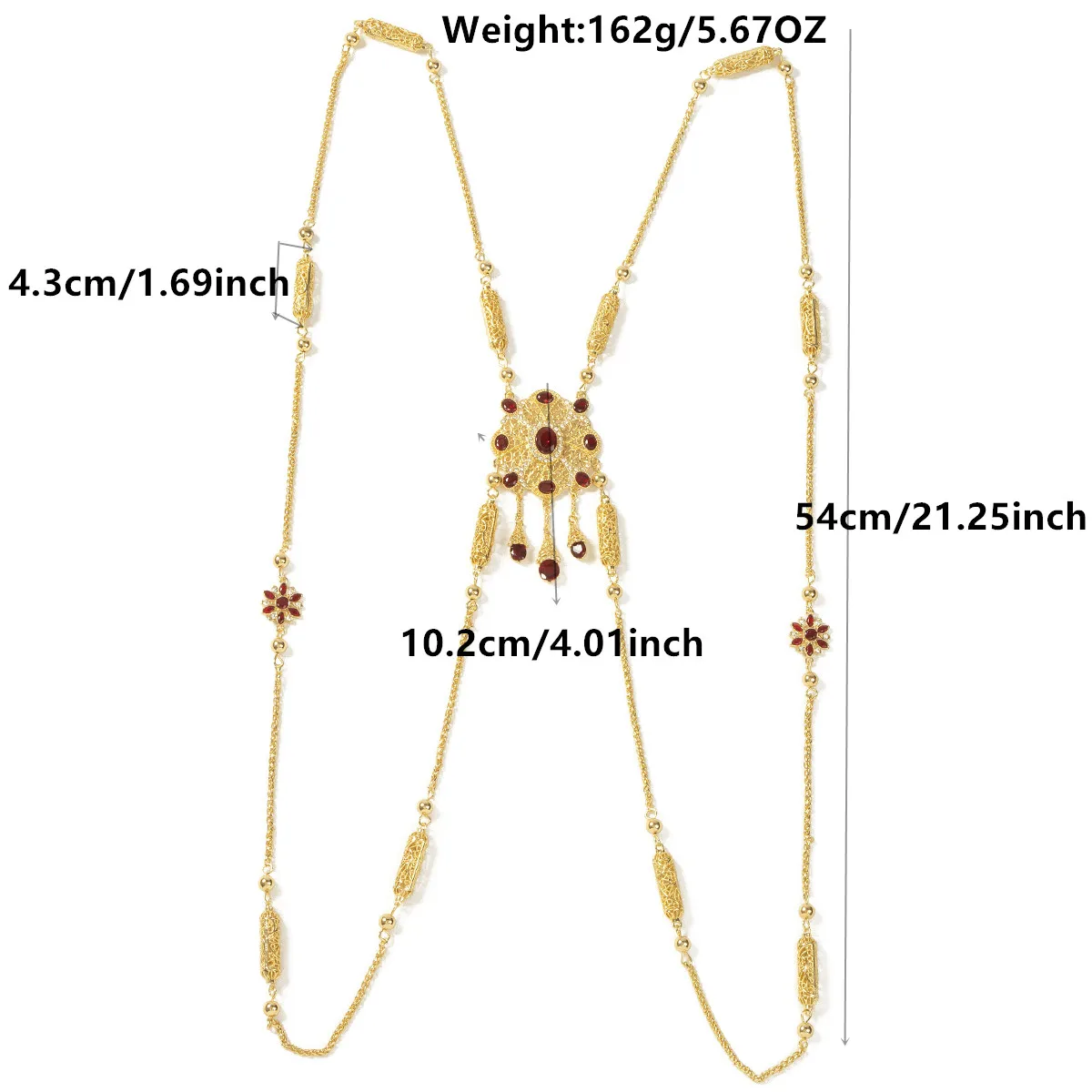 Marokańska Biżuteria Ślubna Łańcuszek na Ramię Damski Pasujący do Abaje i Sukni Wieczorowej Suknia Ślubna Ozdobny Łańcuszek na Klatkę Piersiową