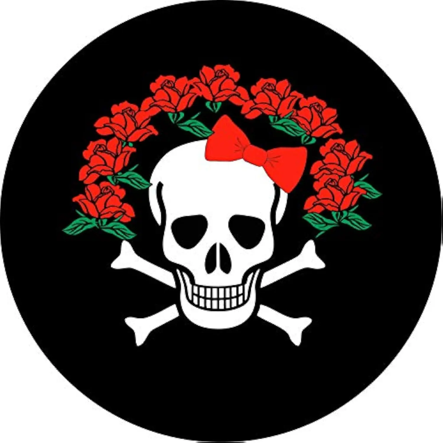 Skull and Roses Bow Tire Cover Polyester Spare Wheel Protector Custom Size Sedan Truck