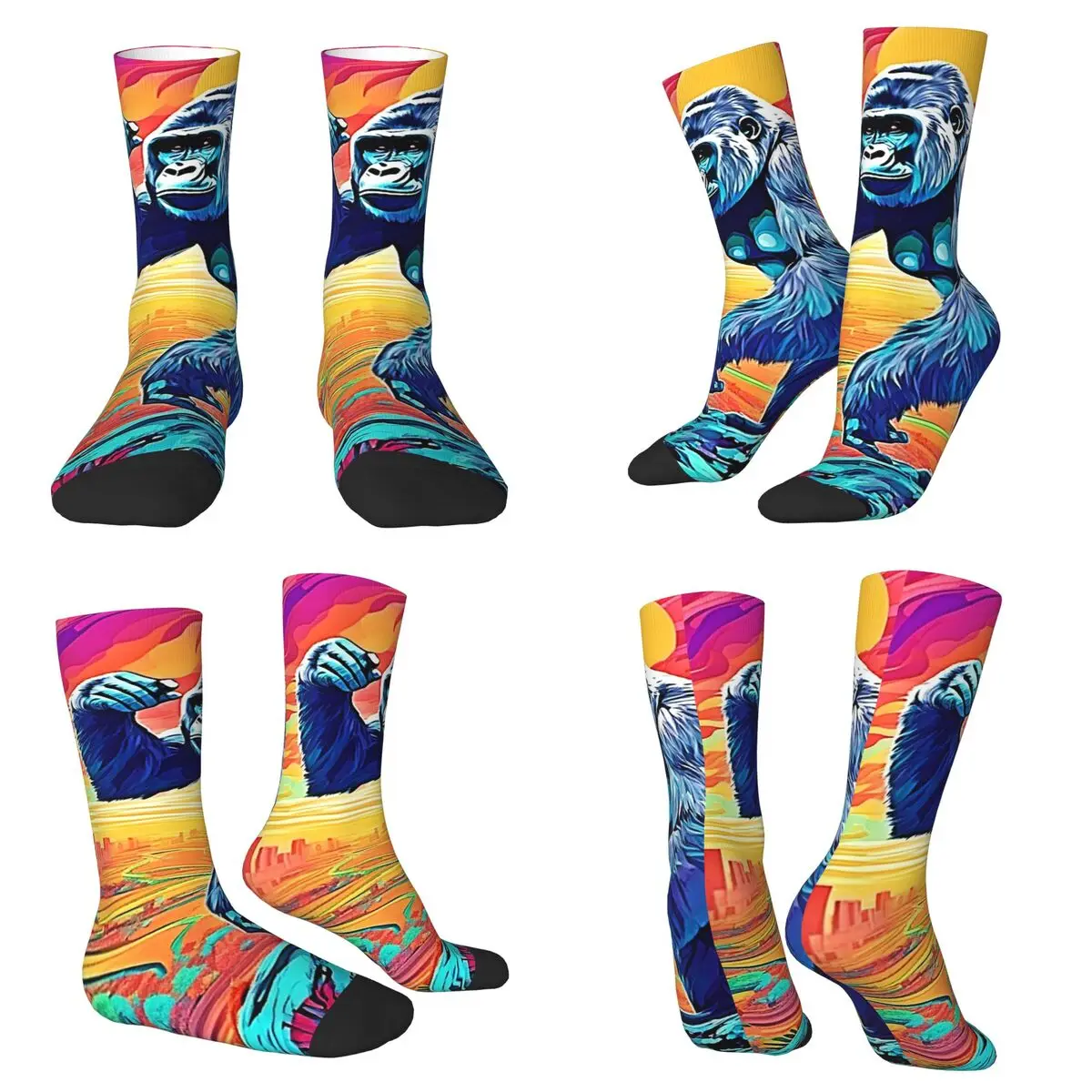 

Colourful Jungle Gorilla Socks Harajuku Super Soft Stockings All Season Long Socks for Man Woman Valentine's Day Gifts
