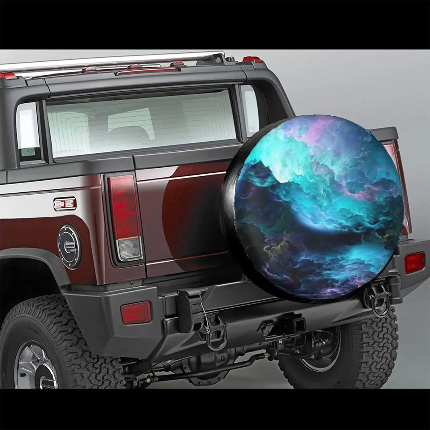 BQIUULO Blue Purple Glowing Clouds Spare Tire Cover Waterproof Dust-Proof Wheel Protectors for  RV Trailer SUV Camper Vehicl