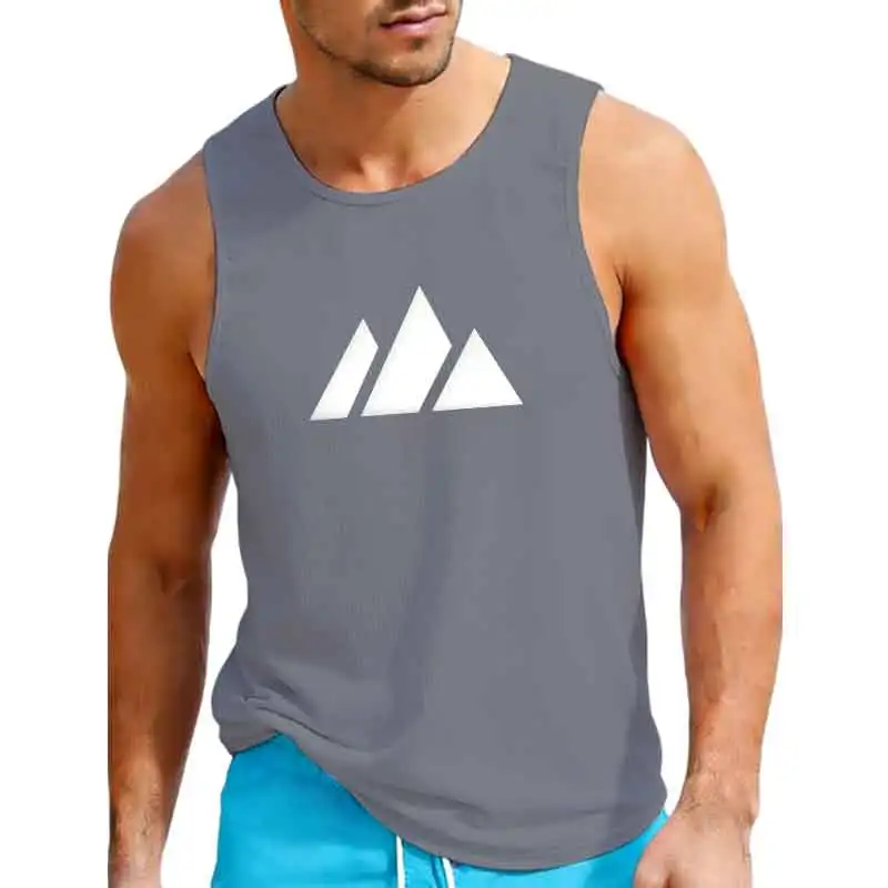 Frühlings- und Sommer-Herrenweste, atmungsaktiv, leicht, für Fitness, Freizeit, Sport, ärmelloses T-Shirt, bedrucktes Oberteil – Detail 4