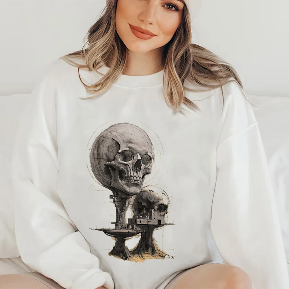 

Художественные толстовки с рисунком черепа, толстовки с капюшоном, уличная повседневная мода, женский свитер, свободный крой, унисекс, одежда больших размеров Y2K
