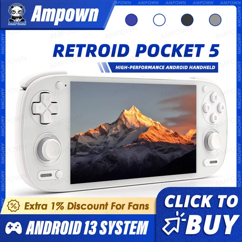 Console de jeu Retroid Pocket 5 avec effet d'éclairage RVB, manette Android 13, refroidissement actif, écran AMOLED 5.5, cadeau de jeu vidéo