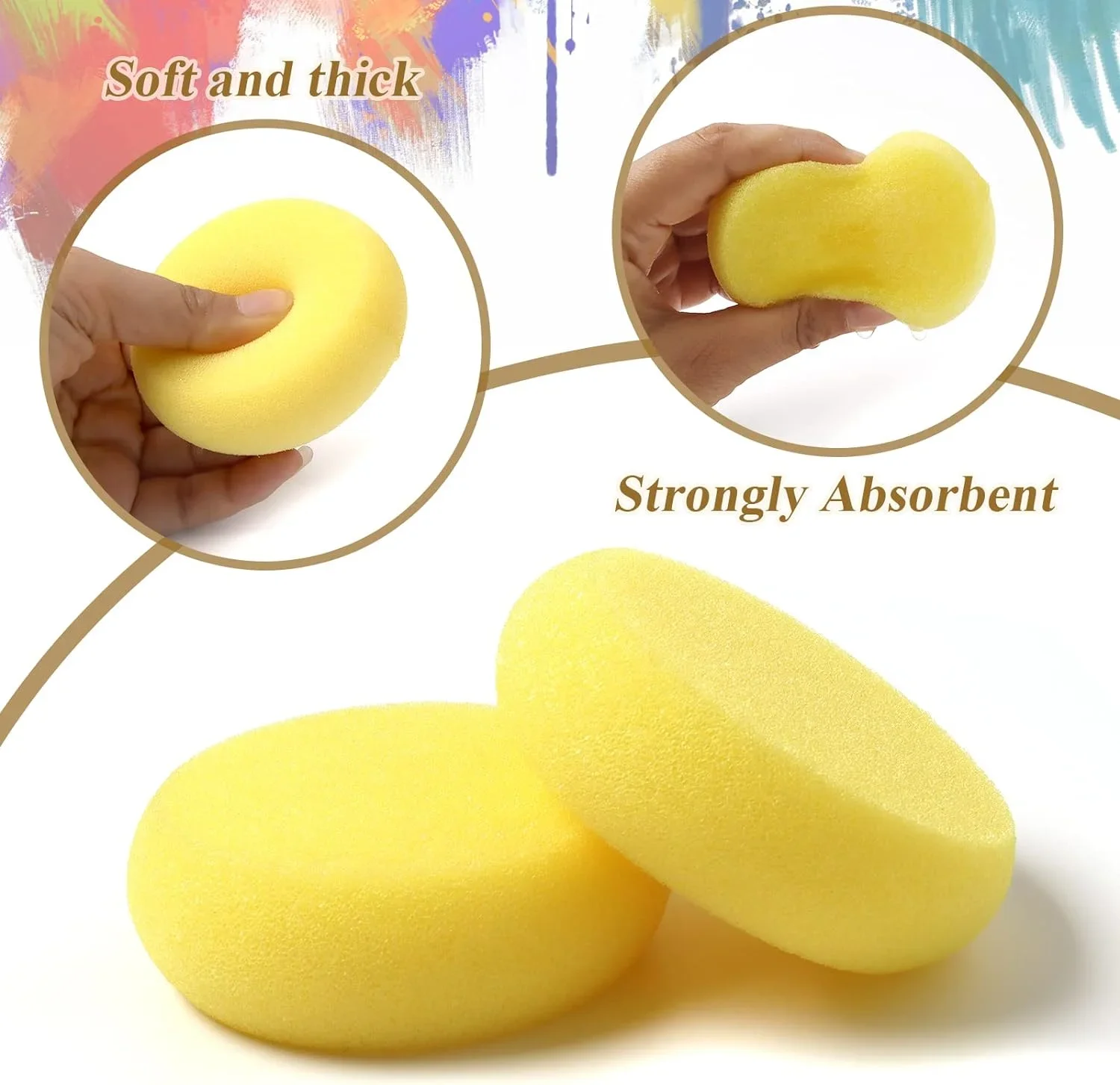 12Pcs Painting Pottery Clay Sponge, Circular Synthetic Artist Sponges, Watercolor Sponge for Painting, Handicrafts, Ceramics view 4