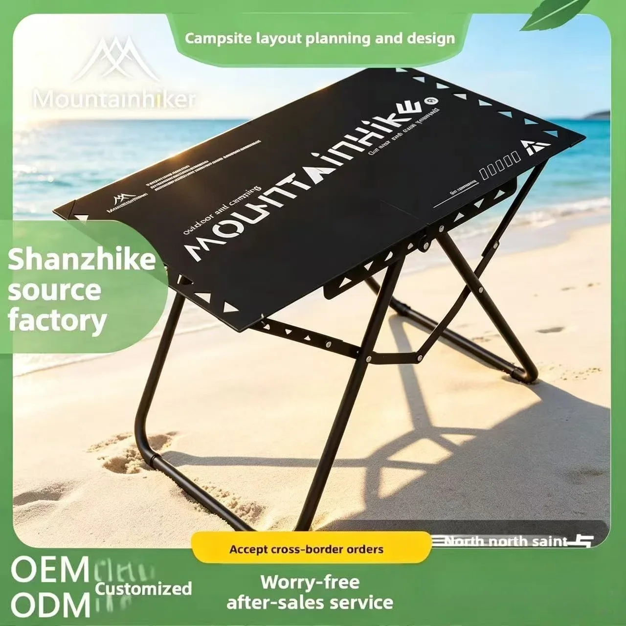 MOUNTAINHIKER New Folding Table Portable Outdoor Camping Foldable Beach Picnic Table Edge Hollowing Hangable Item Hiking BBQ