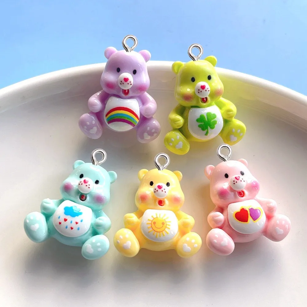 

10Pcs Catoon Glossy Bear Resin Charms Kawaii Earrings Jewelry Craft Pendant Creative Keychain Phone Decor Accessories DIY Making