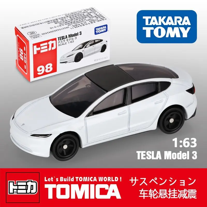 

TAKARA TOMY Tesla Model 3 Alloy Car Toy 1 64 Scale Diecast Model Red White Box No. 98 Exquisite birthday gift for children