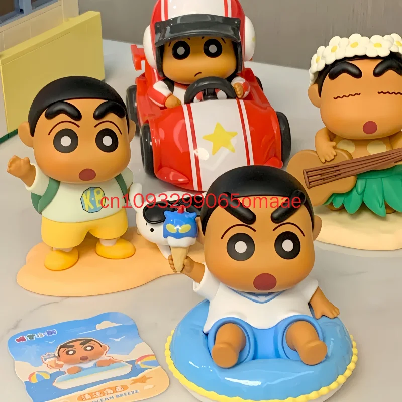 Genuine Toptoy Crayon Shin Chan Tropical Island Holiday Blind Box Kawaii Anime Figures Collectible Ornament Desktop Display Gift