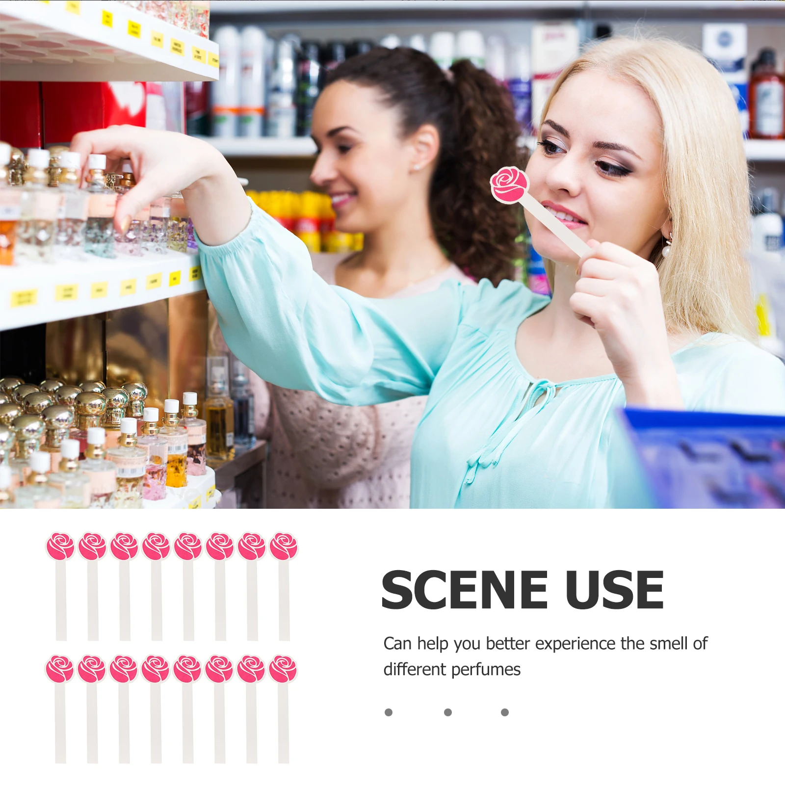 50개 향기 카드보드 로즈 향수 테스트용 에센셜 오일 향기 카드 정확한 향기 식별 휴대용 디자인