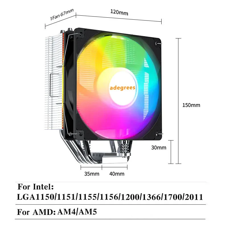 ARGB CPU Air Cooler 4PIN PWM X99 Processor Cooler For Intel LGA 1150 1151 1155 1200 1366 1700 2011 AMD AM4 AM5 PC Radiator