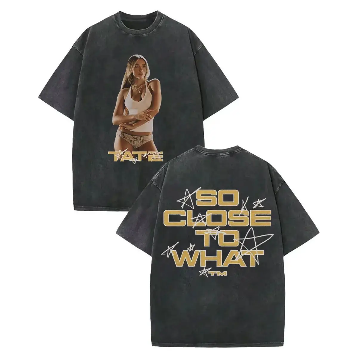 テイテ・マクレイ S レトロウォッシュ ホットTシャツ メンズ 2025 アルバム ルーズコットンTシャツ レディース T8 レーシングドライバー ブラックシリーズ