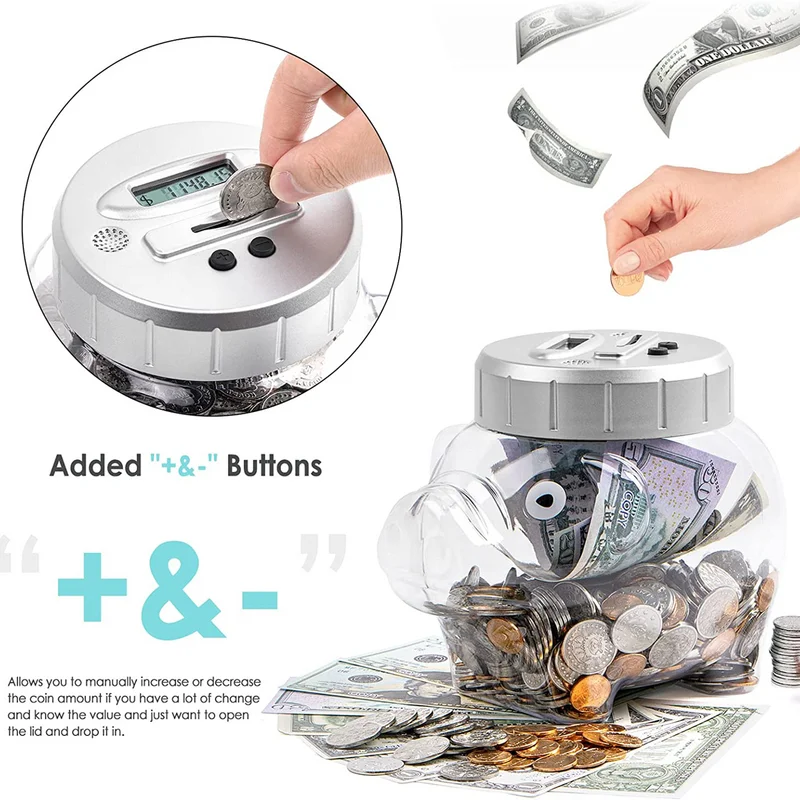 Electronic Piggy Bank pig shape Counter Coin Digital LCD Counting Coin Money Saving Box Jar with voice for Cash Saving