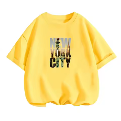 New York Letter Graphic T-shirt Boys Girls Cute Sonic Print Short Sleeved Stitch Tees Summer Tops Designer Children Teenager