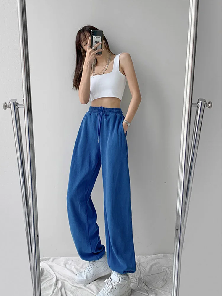 Blue Sweatpants For Women Summer Baggy Pants High Waist Jogger Wide Leg Trousers Spring Women's Sports Pants Summer Sweatpants