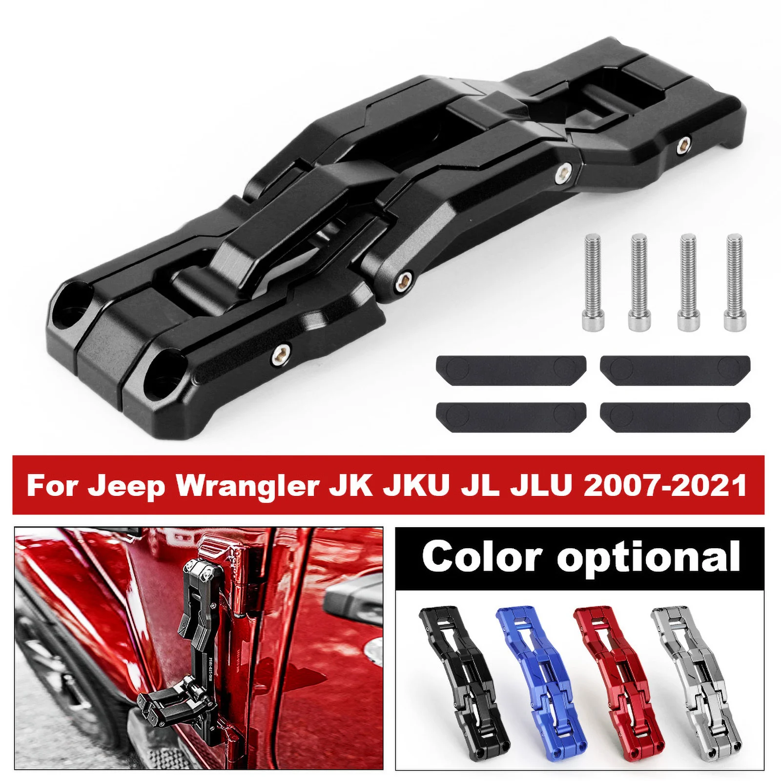 Door Hinge Step Aluminum Folding Foot Pedal Compatible For Jeep Wrangler 2007-2018 JK JKU 2018-2020 JL JLU