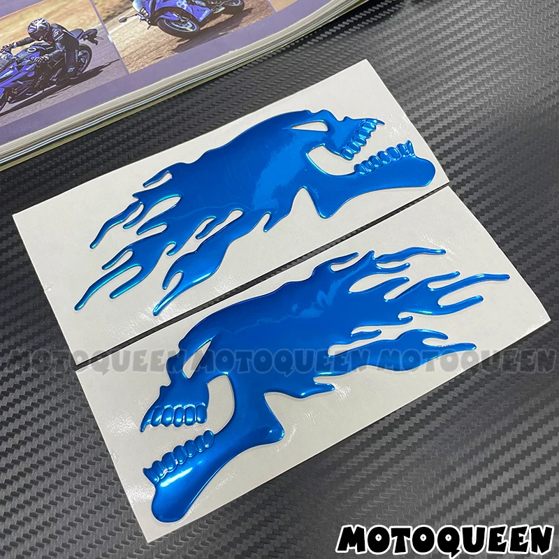 3D Flame Skull Head Vintage Motorcycle Car Styling Label Emblem Gas Fuel Tank Pad Helmet Decor Decals Stickers For Harley BMW 5