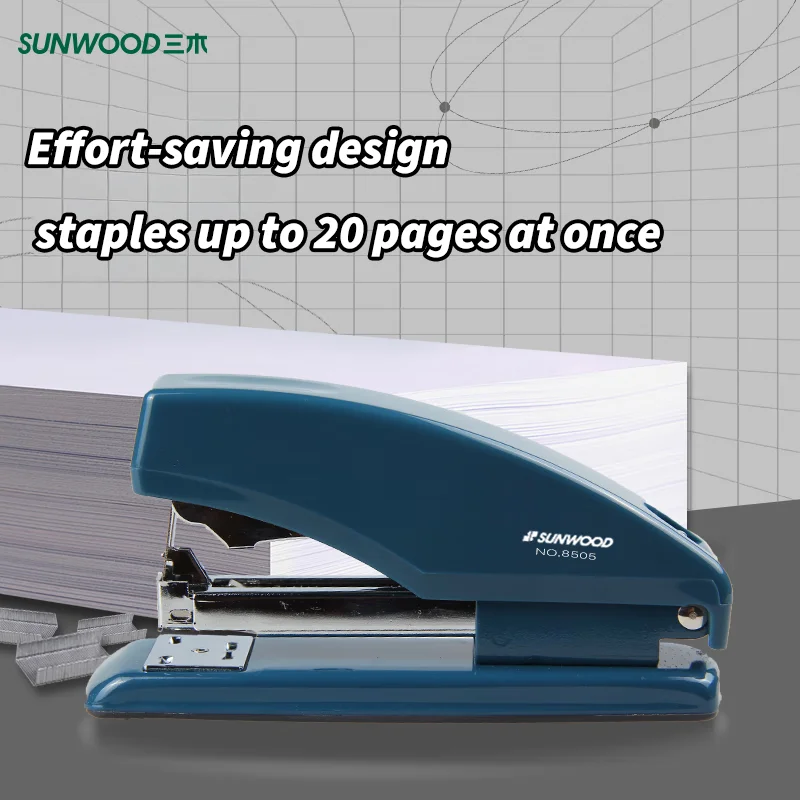 SUNWOOD 12# Effort-Saving Stapler, 20-Sheet Capacity, Heavy-Duty — 8505