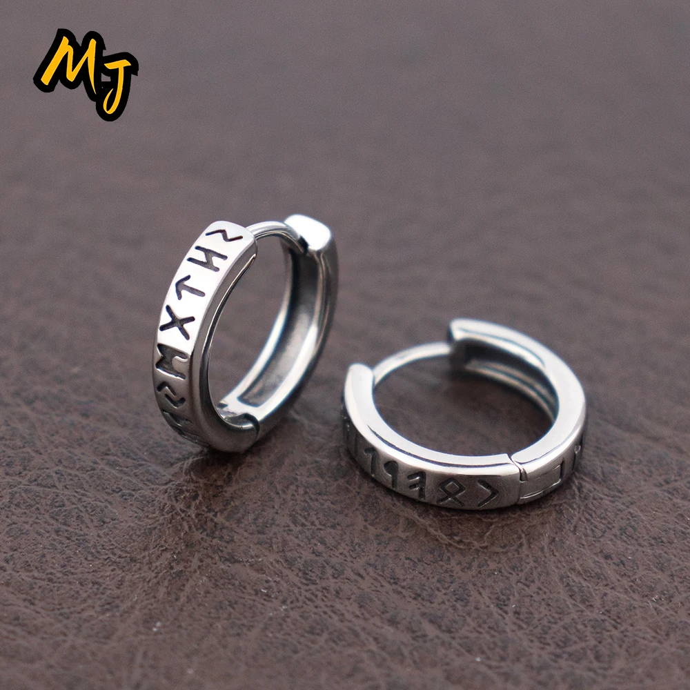 Classic Simple Nordic Odin Rune Hoop Earrings for Women Stainless Steel Fashion Viking Huggie Earring Scandinavian Jewelry Gifts