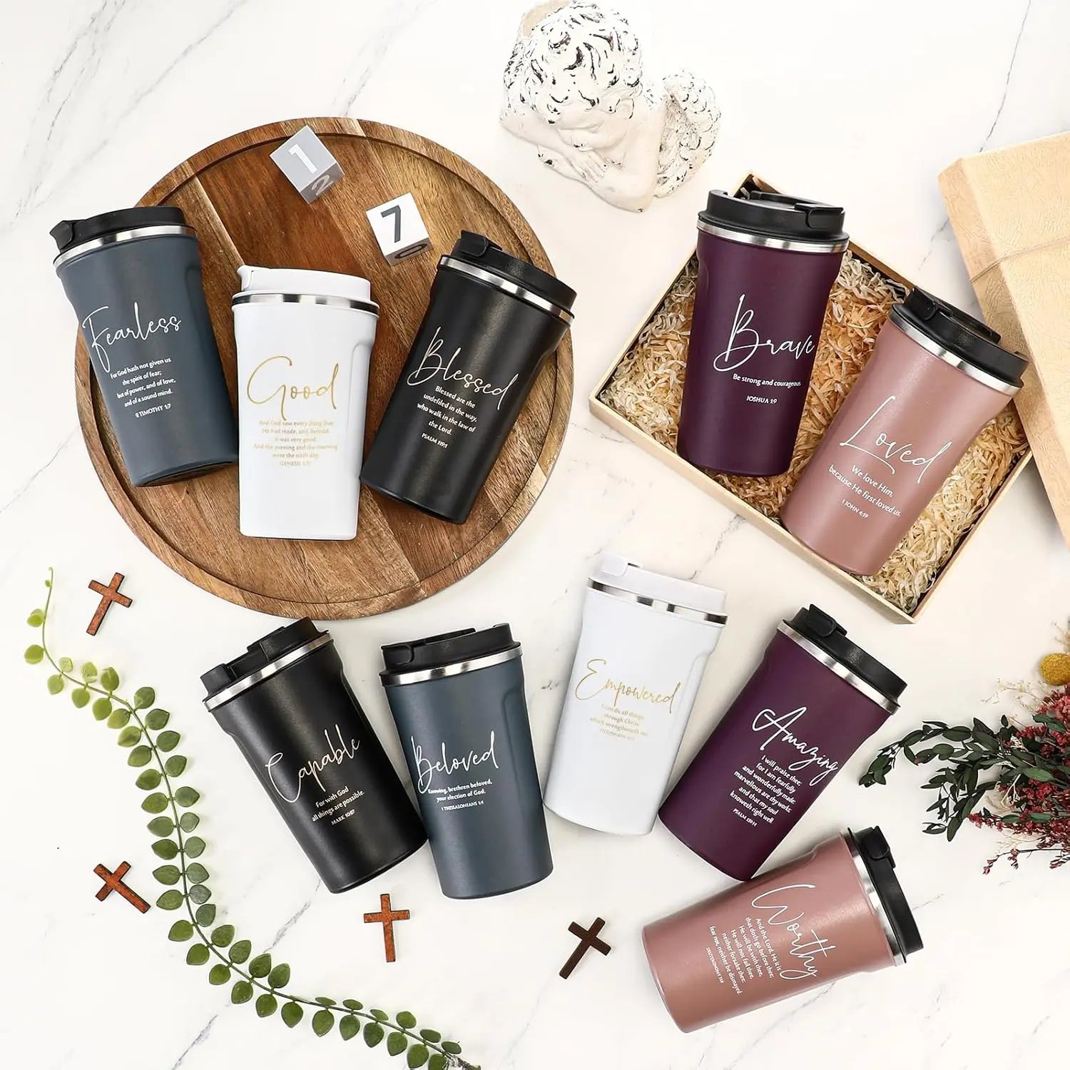 

Настраиваемые дорожные кружки с крышками, вакуумный термос из нержавеющей стали 316, герметичный, без BPA, сохраняет напитки, горячий и холод, персонализированный текст