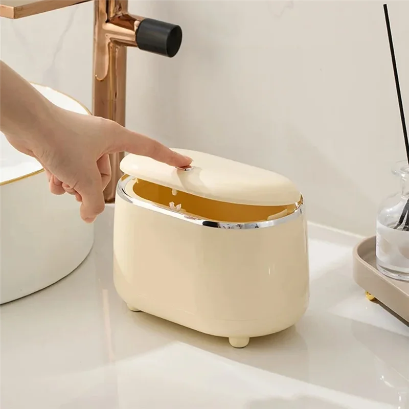 

G6-1 шт., настольный небольшой мусорный бак пресс-типа с крышкой, крошечный настольный мусорный бак из АБС-пластика, белый