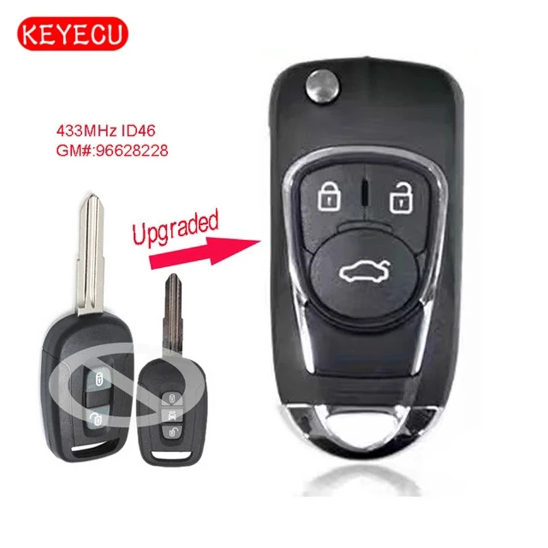 

Keyecu Upgraded Flip Remote Car Key Fob 2 / 3 Buttons 433MHz with ID46 Chip for Chevrolet Captiva 2006 2007 2008 2009 2010