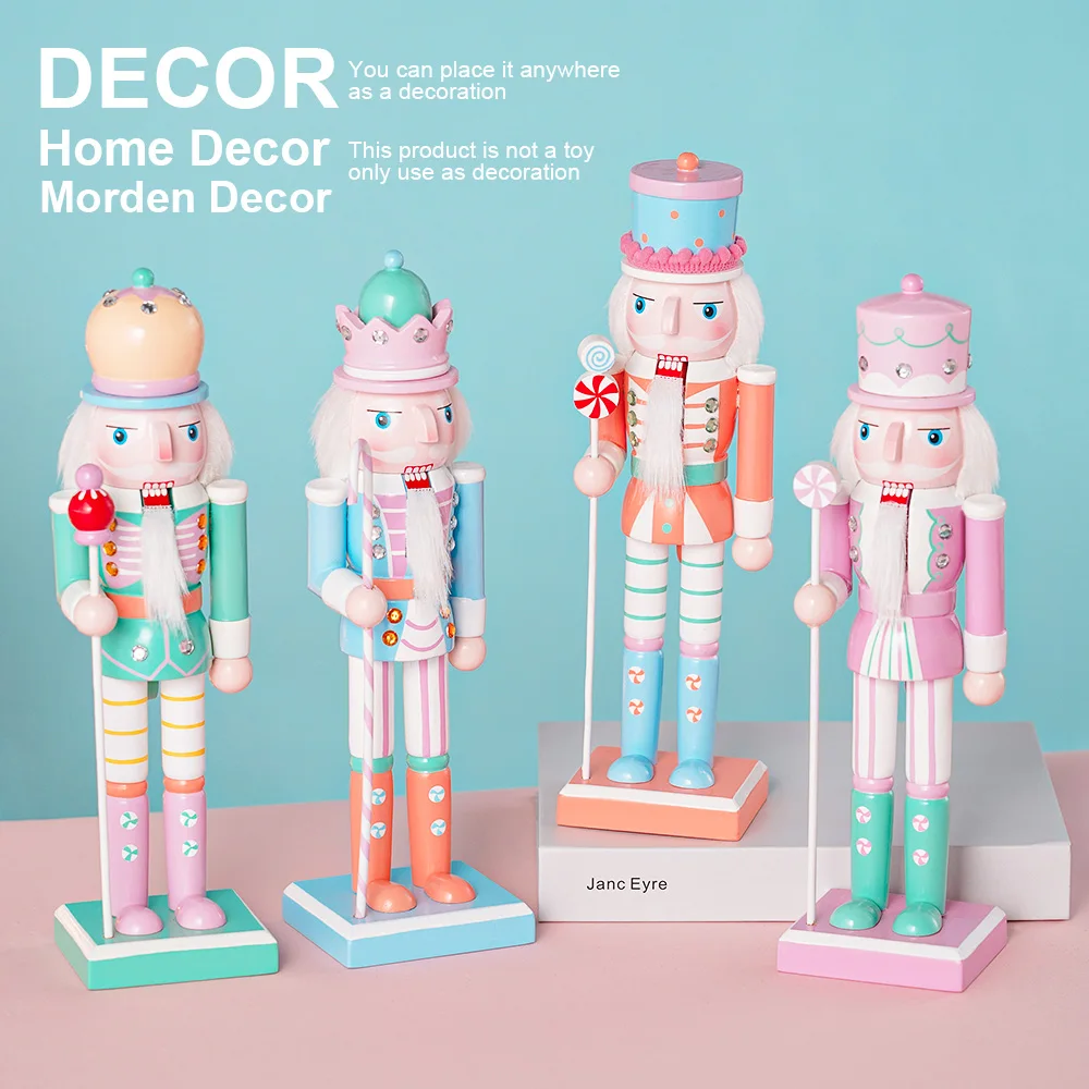25CM Holz-Handwerkskunst Nussknacker-Soldat Ornament Süßigkeiten-Serie Puppenstatue Heim- und Bürodekoration Weihnachten Neujahr Geschenk – Detail 8