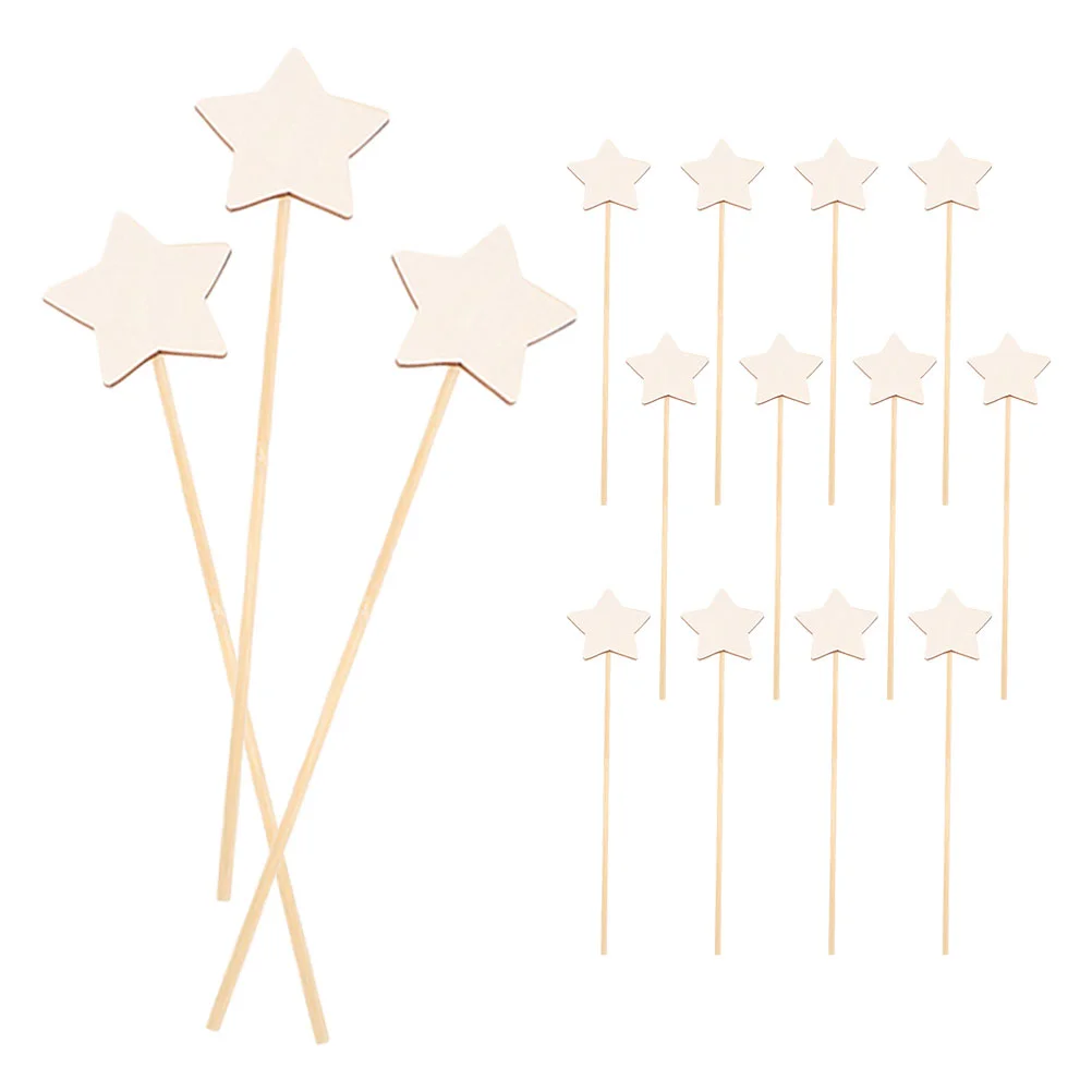 15 Pcs Craft Materials Coloring Graffiti Fairy Moon Sticks for Painting Wooden Party