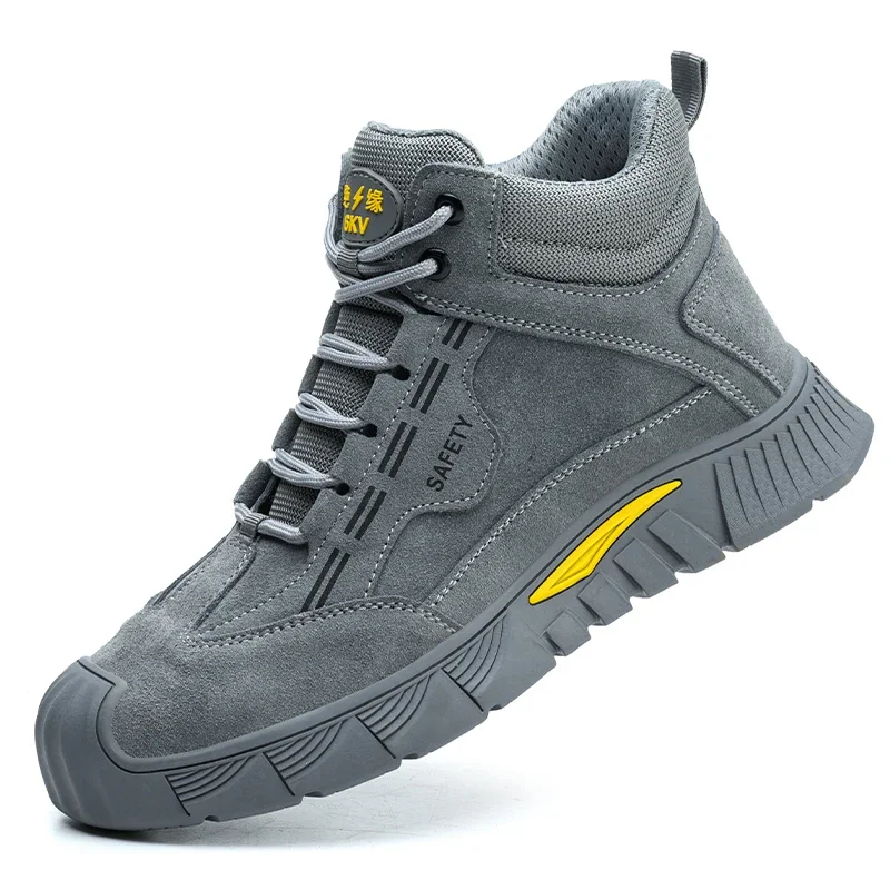 Man\'s Safety Shoes Steel Toe Work Shoes Grey Anti Smashing - Anti Piercing High Quality Size38-45 Male Work Boot Indestructible