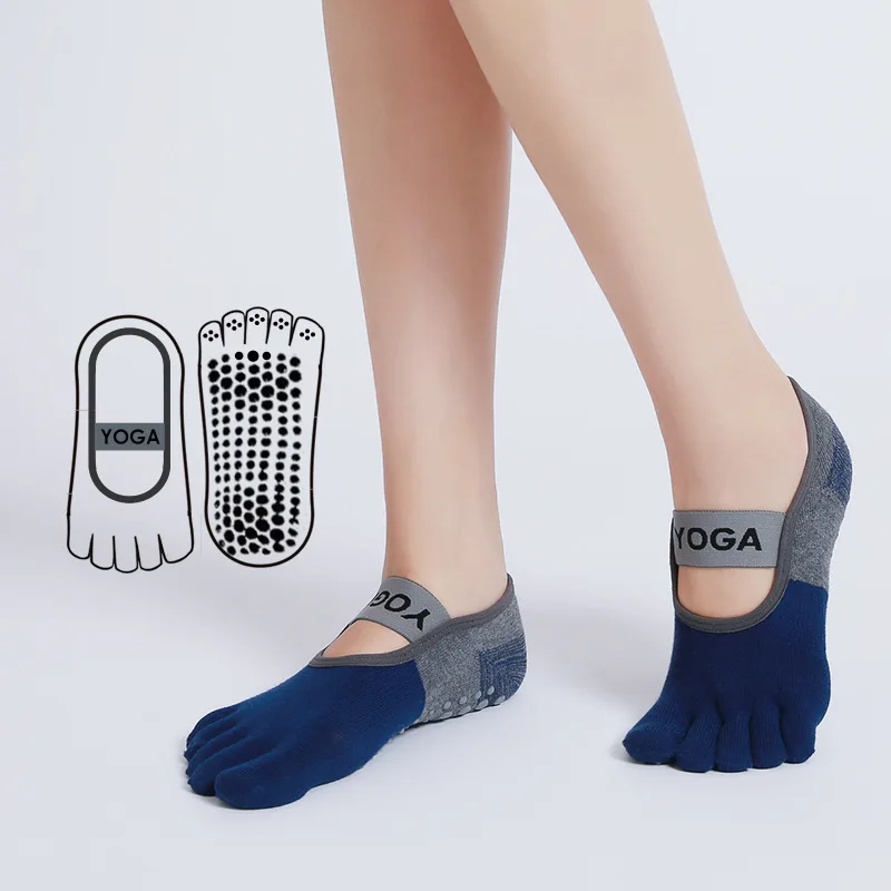Non-Slip Five Toe Yoga Socks Bandage Cotton Backless Pilates Socks for Women Fitness Ballet Dance Workout Sports Socks