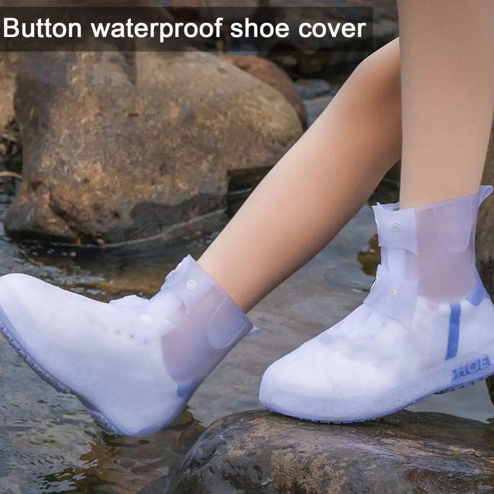 Waterproof Shoe Covers Waterproof Unisex Rain Boots Covers with Anti-skid Button Closure Thickened Leakproof Outdoor for Rainy