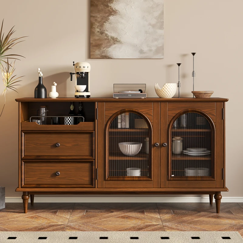 Chinese-style dining side cabinet, living room side cabinet, storage partition integrated tea and wine cabinet, kitchen uten